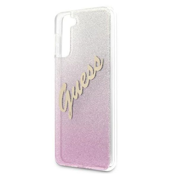 Eredeti tok Guess guhcs21mpcuglspi Samsung S21 Plus (Glitter Gradient Script / Pink)