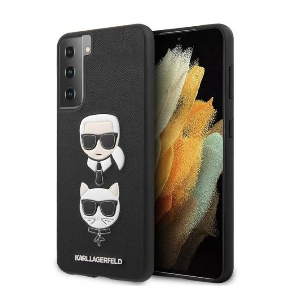 Eredeti előlap tok Karl Lagerfeld KLHCS21MSAKICKCBK Samsung Galaxy S21 Plus fekete telefontok