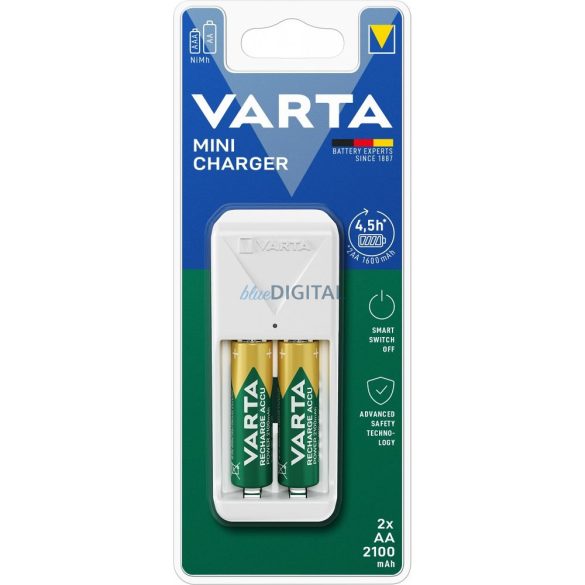 VARTA MINI elemtöltő AA/AAA elemek töltésére 2db AA újratölthető elemmel (2100 mAh)