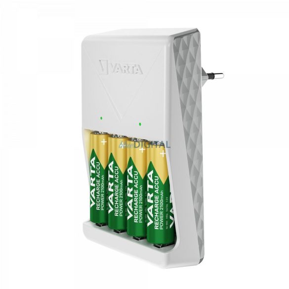 VARTA PLUG elemtöltő AA/AAA elemek töltésére 4db AA újratölthető elemmel (2100 mAh)