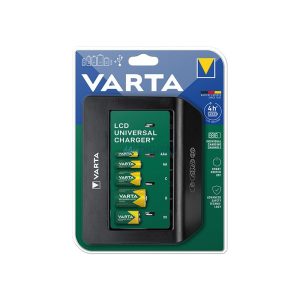 VARTA LCD UNIVERSAL elemtöltő AAA/A/C/D/ 9V elemek töltésére (elemek nélkül) - fekete