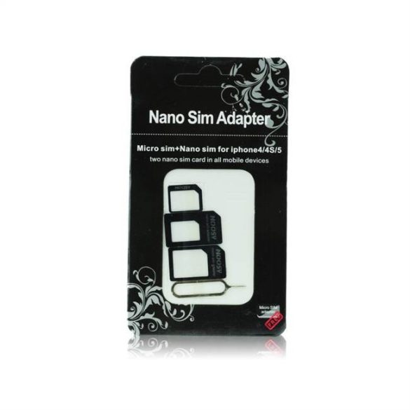 Adapterek Nano SIM / Micro, Micro Sim és Nano / Sim (NOOSY 3in1) fekete