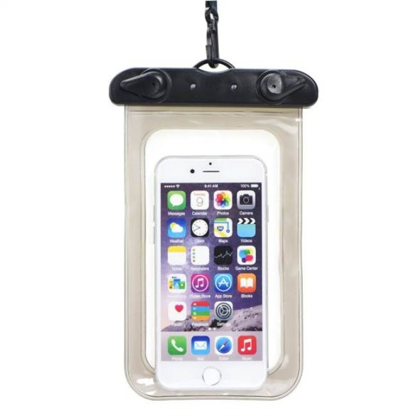 Vízálló mobiltelefon táska műanyag záró - fekete telefontok