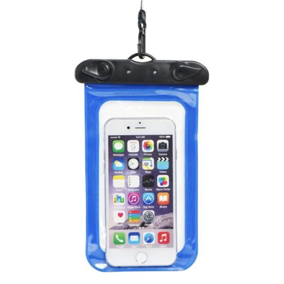Vízálló mobiltelefon táska műanyag záró - kék telefontok
