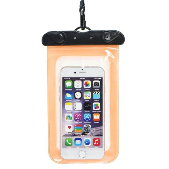 Vízálló mobiltelefon táska műanyag záró - narancssárga telefontok