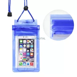   Vízálló mobiltelefon táska Zipper zárás - kék telefontok
