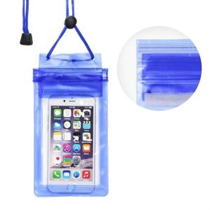 Vízálló mobiltelefon táska Zipper zárás - kék telefontok