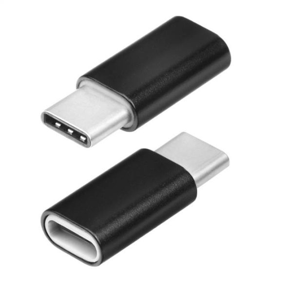 Adapter töltő Micro USB / MicroUSB Type-c fekete