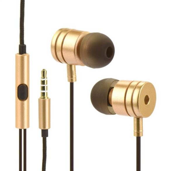 HF Stereo fülhallgató gold box metal MI