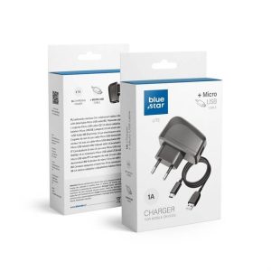 Töltő Micro USB Universal 1A külön kábellel Blue Star Lite