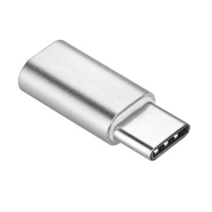 Adapter töltő Micro USB / MicroUSB Type-c ezüst