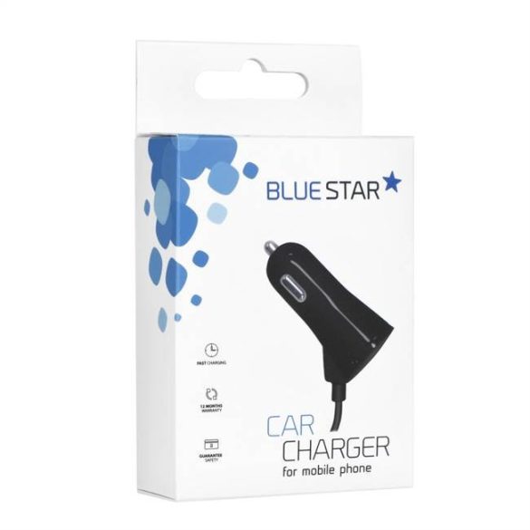 Autós töltő USB-kábel C + USB csatlakozó 3A Blue Star