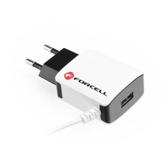 Forcell hálózati töltő 1xUSB-A csatlakozóval és rözgített microUSB kábellel 2A