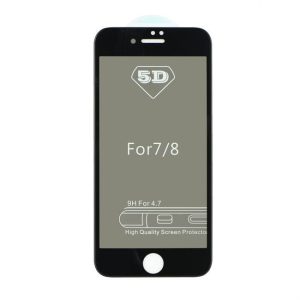 5D teljes felületen ragasztós Edzett üveg tempered glass - Iphone 7/8 4,7" betekintésvédett fekete üvegfólia