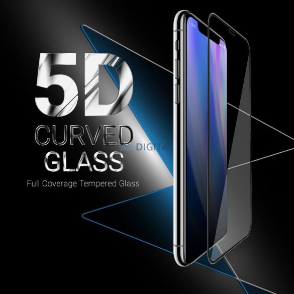 5D Full Glue rögzített üvegfólia - Huawei P20 fekete