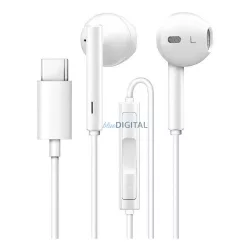   HUAWEI eredeti, mikrofonnal ellátott, Type-C csatlakozású vezetékes fülhallgató, CM33, fehér, nagykereskedelmi csomagolásban