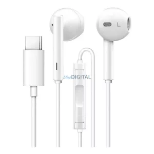 HUAWEI eredeti, mikrofonnal ellátott, Type-C csatlakozású vezetékes fülhallgató, CM33, fehér, nagykereskedelmi csomagolásban