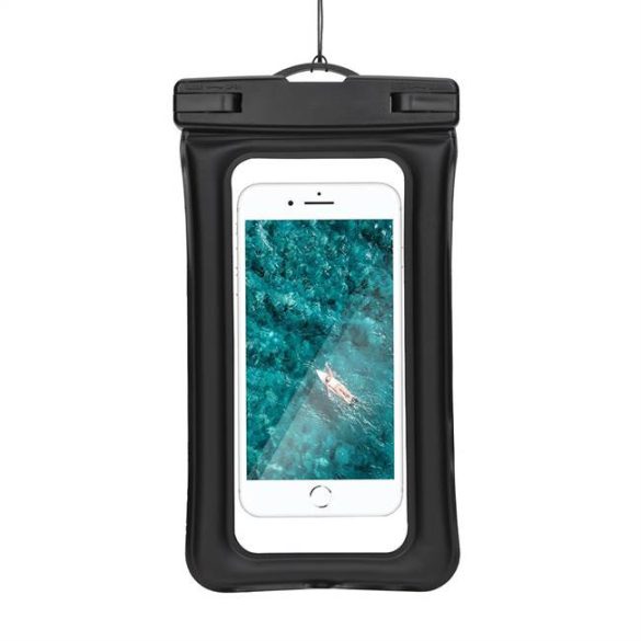 Waterproof AIRBAG for mobile phone with plastic closing - black