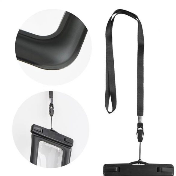 Waterproof AIRBAG for mobile phone with plastic closing - black