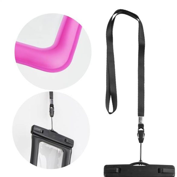 Waterproof AIRBAG for mobile phone with plastic closing - rose pink