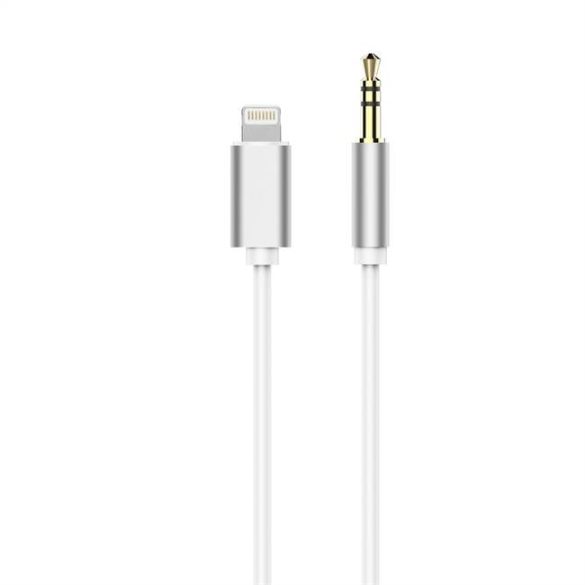 HF Adapter / audio iPhone Lightning 8-pin + Jack 3,5mm fehér kábelt (apa)