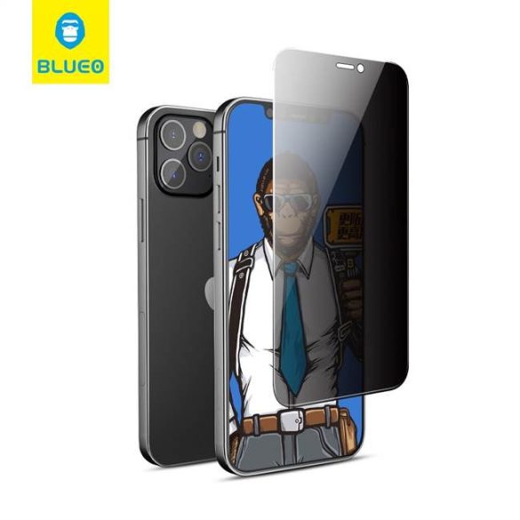 5D Mr. Monkey Glass - Apple Iphone 12 Pro Max (6,7" ), fekete (Betekintésvédett) üvegfólia