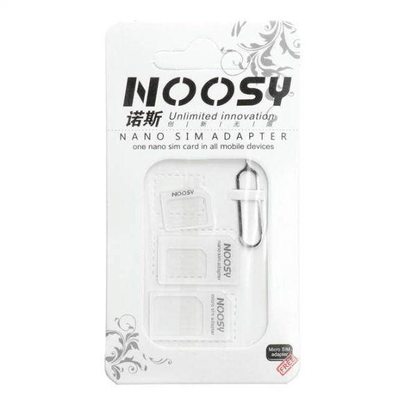 Adapterek Nano SIM / Micro, Micro Sim és Nano / Sim (NOOSY 3in1) fehér