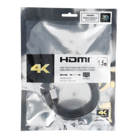 Kábel HDMI - HDMI High Speed ??HDMI kábel Ethernet ver. 2,0 1,5m hosszú BLISTER