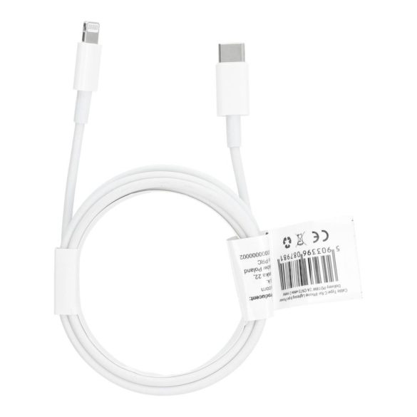 Type-c kábel iPhone Lightning 8 pin csatlakozóval - Power Delivery PD18W 2A C973 fehér 2 méteres