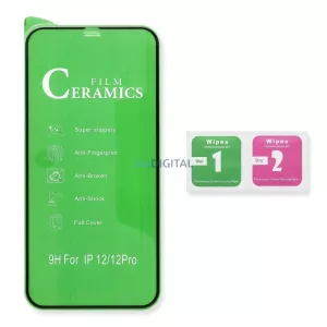 5D teljes felületen ragasztós üvegkerámia - Samsung Galaxy S21 Ultra fekete üvegfólia