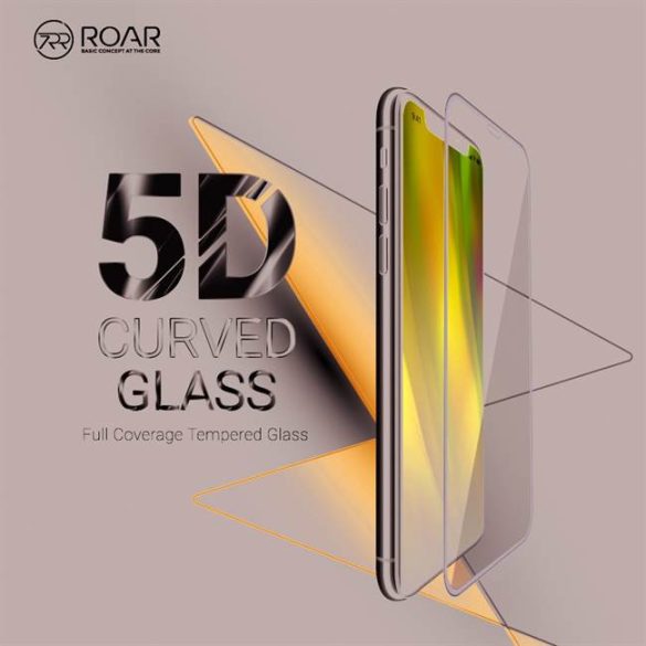 5D teljes felületen ragasztós Roar Glass - Xiaomi redmi Note 9 5G fekete üvegfólia