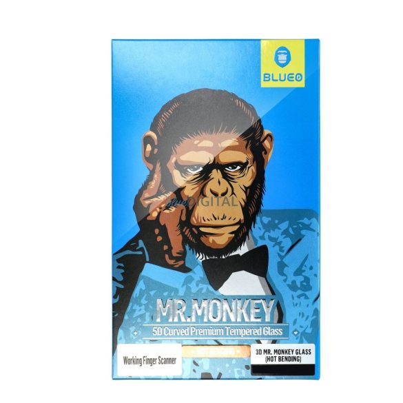 5D Mr. Monkey Glass Strong Lite Samsung Galaxy A12 / M12 / F12 üvegfólia fekete szegéllyel 