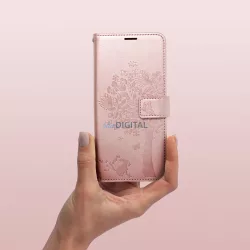   MEZZO könyvtok iPhone 12/12 Pro - rózsaarany szín "fa"