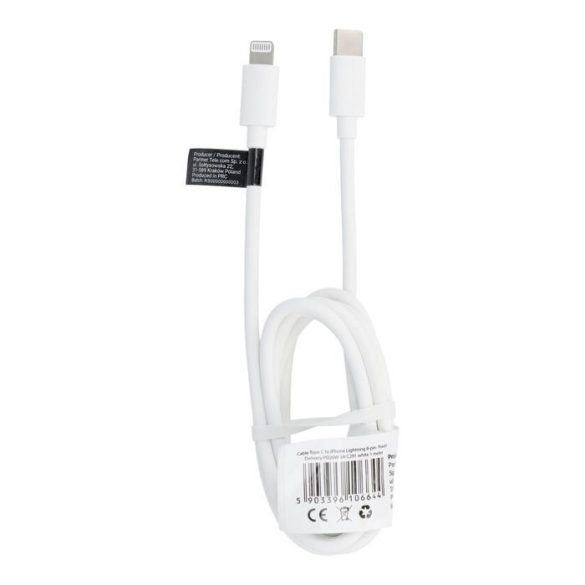 Kábel type-c to Iphone Lightning 8-pin Power Divery PD20W 3A C291 fehér 1 méter