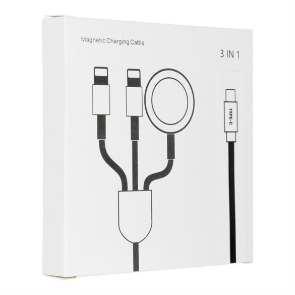 type-c kábel C 3in1 iPhone Lightning 8-pin + iPhone Lightning 8-pin + Apple Watch 3W 1A C3168 fehér