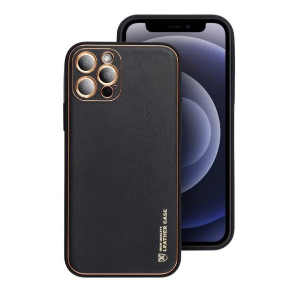 LEATHER hátlap tok iPhone 7 / 8 / SE 2020 / SE 2022 fekete