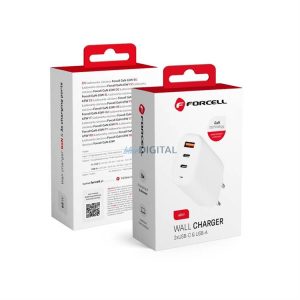 hálózati töltő ForCell Gan 65W 2x USB type-c -aljzatral, 1x USB A - 3A PD -vel és gyors töltő 4.0 funkcióval