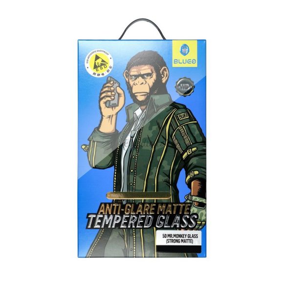 5D Mr. Monkey Glass üvegfólia - Apple iPhone 13 Pro / 14 fekete szegéllyel 