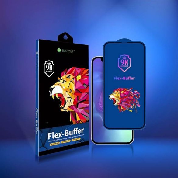 Bestsuit Flex-Buffer Hybrid Glass 5D antibakteriális üvegfólia Apple iPhone 13 Pro Max/14 Plus fekete szegéllyel