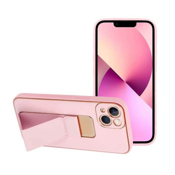 Forcell Bőr Tok kitámasztós Iphone 13 rózaszín