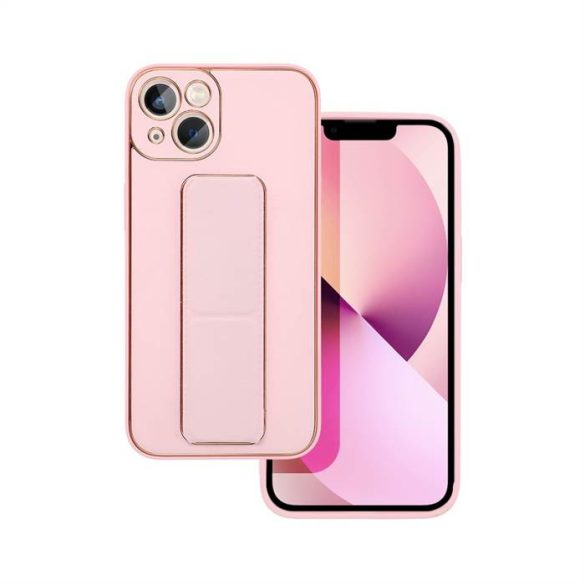 Forcell Bőr Tok kitámasztós Iphone 13 rózaszín