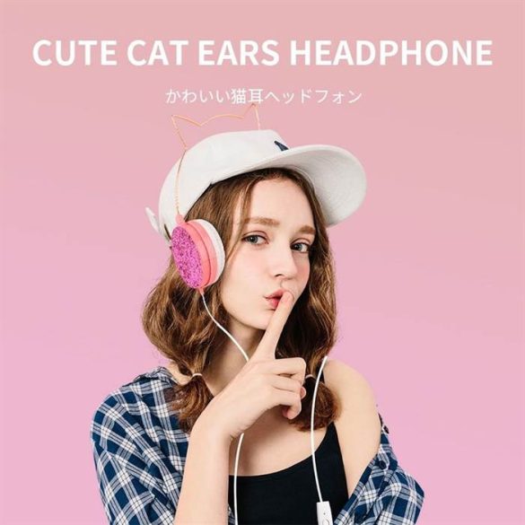 Fejhallgató macska fülmodell ylfs-22 jack 3,5 mm arany