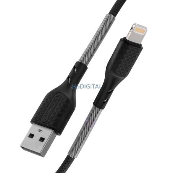 FORCELL Karbon kábel USB A Lightning 8-pin 2,4A CB-01A fekete 1 méter