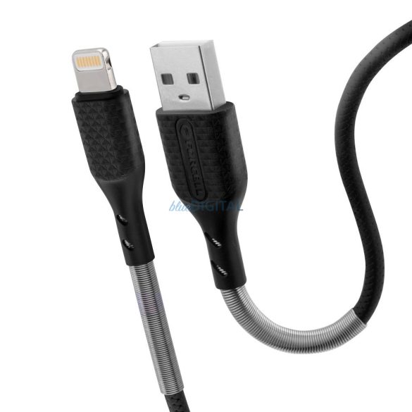 FORCELL Karbon kábel USB A Lightning 8-pin 2,4A CB-01A fekete 1 méter