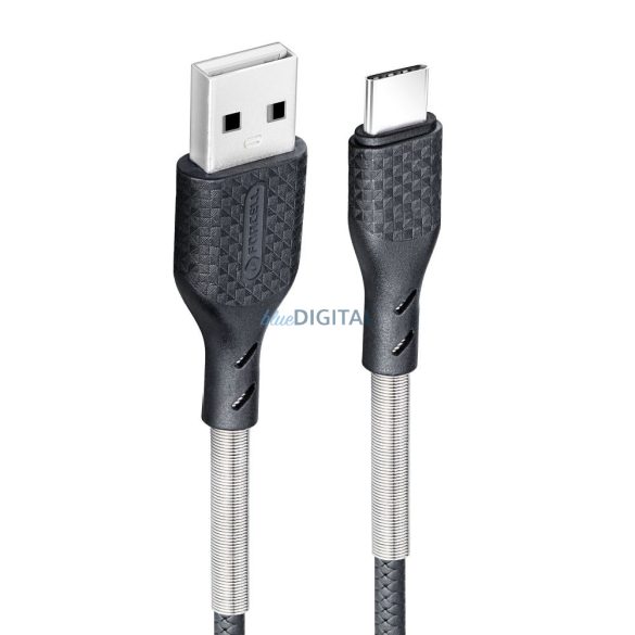 FORCELL Karbon kábel USB C típusra QC3.0 3A CB-02B fekete 1 méter