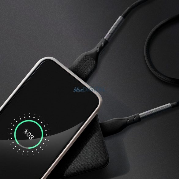 FORCELL Karbon kábel USB C típusra QC3.0 3A CB-02B fekete 1 méter