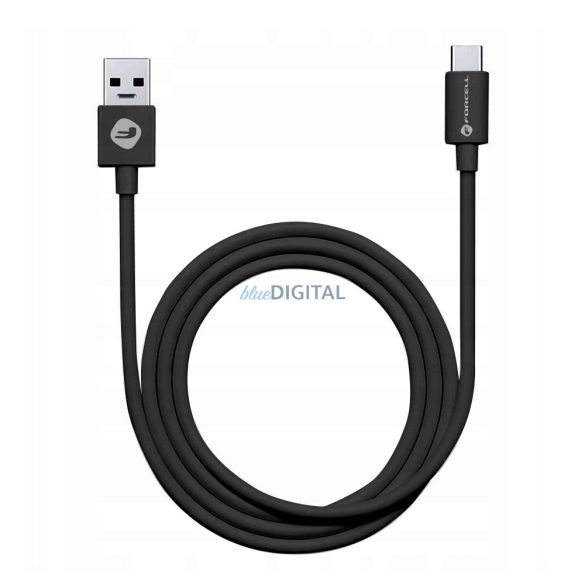 FORCELL kábel USB C 3.0 3A C398 TUBE C-3.0 típusra fekete 1 méter