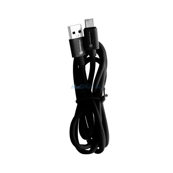 FORCELL kábel USB C 3.0 3A C398 TUBE C-3.0 típusra fekete 1 méter