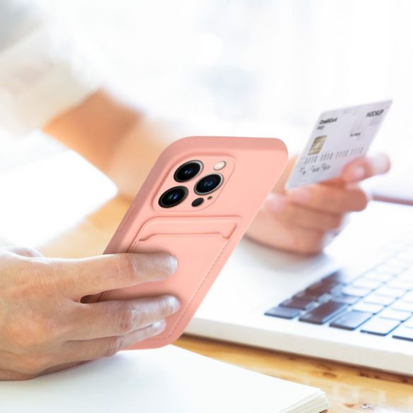 CARD kártyatartós tok iPhone 12 rózsaszín