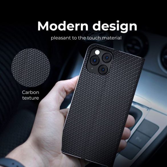 Forcell Luna flipes Carbon Xiaomi Redmi Note 11/11s fekete